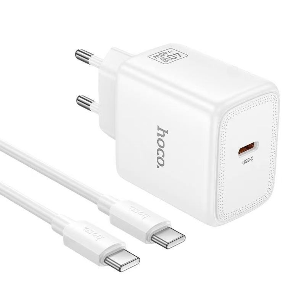 Сетевое зар. устр. Hoco N83 GaN с шнуром Type-C на Type-C 1C 60W белое