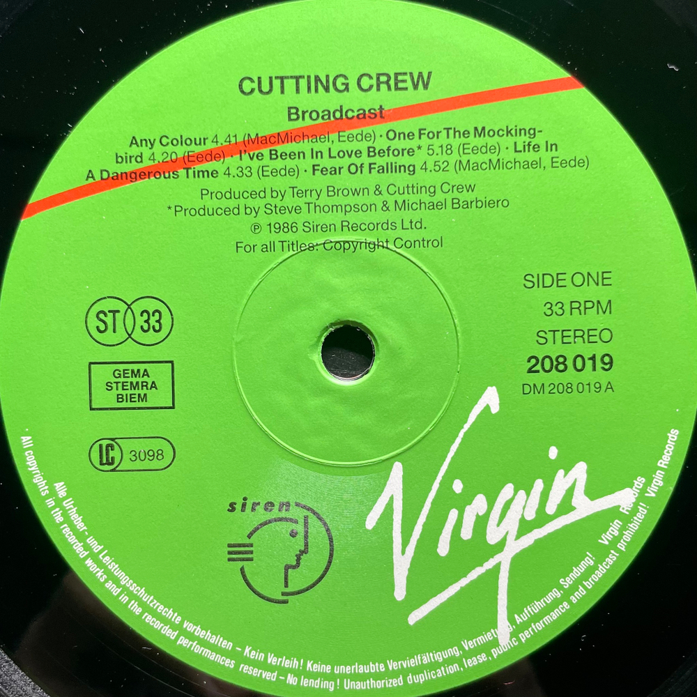 Cutting Crew ‎– Broadcast (Европа 1986г.)