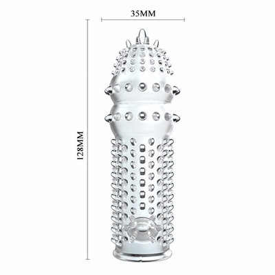 Закрытая прозрачная насадка Crystal sleeve - 12,8 см. (Цвет: прозрачный)