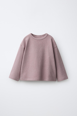 ZARA ОДНОТОННАЯ ФУТБОЛКА, РОЗОВЫЙ/ЛИЛОВЫЙ