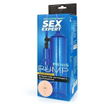 Синяя вакуумная помпа с реалистичной вставкой Bior Toys Sex Expert SEM-55276