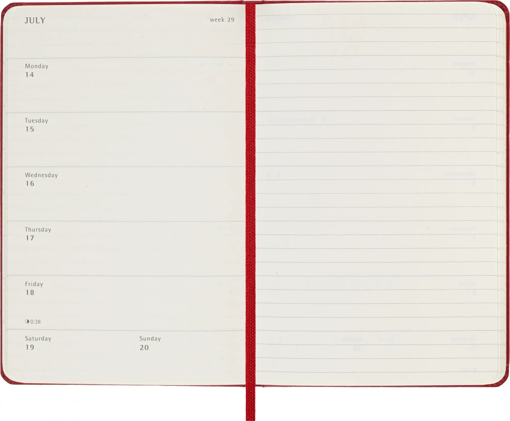 Еженедельник Moleskine WKNT (DHF212WN2) 9x14см, твердая обложка, красный