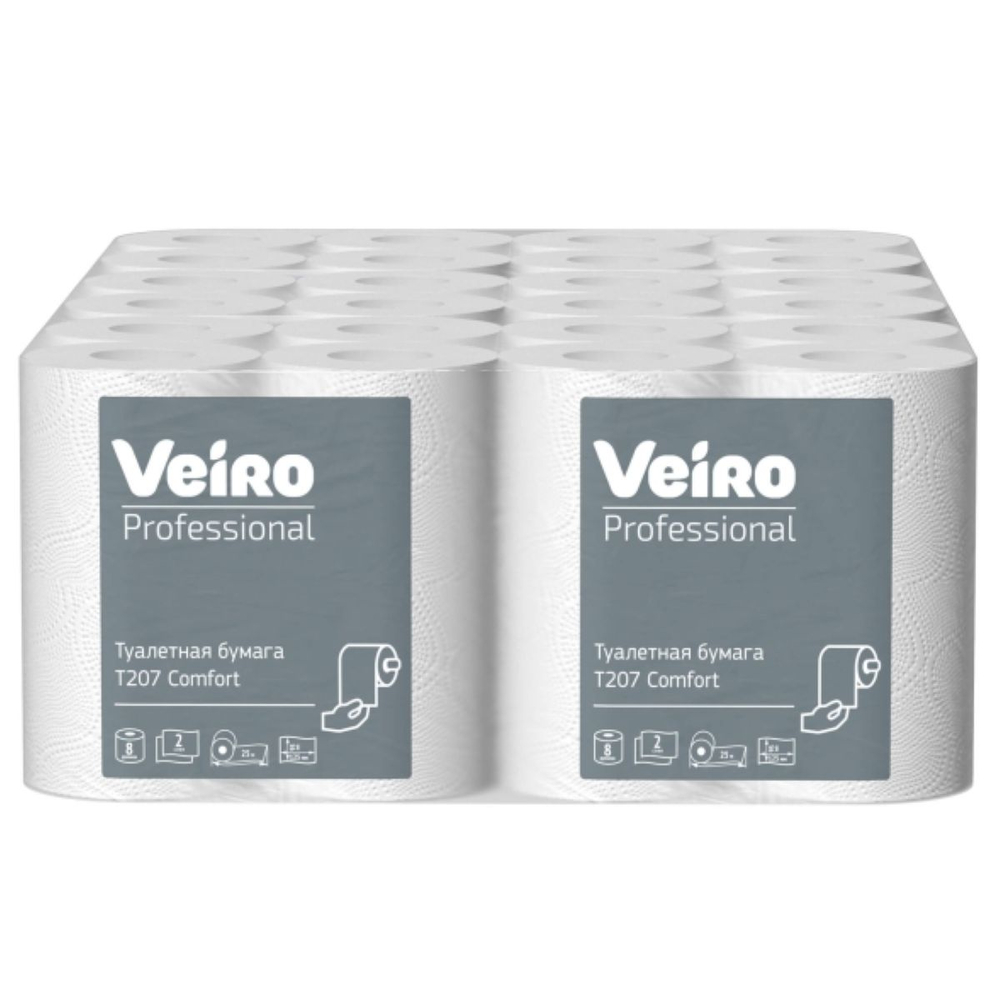 Туалетная бумага в рулонах Veiro Professional Comfort белая двухслойная (48 рулонов по 25 м)