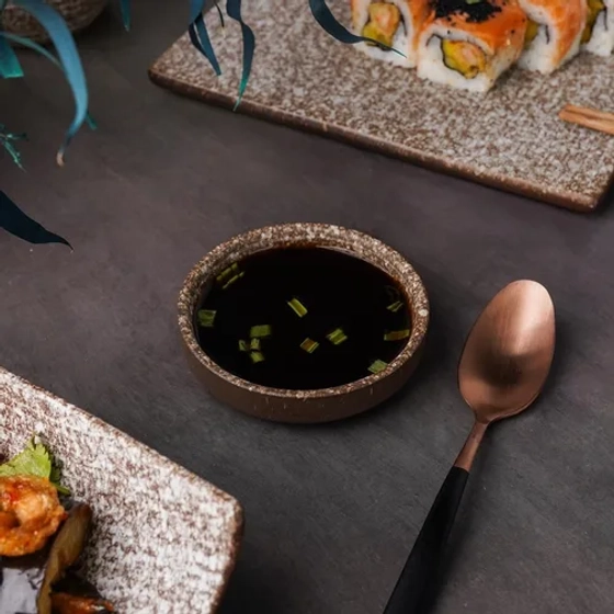 Соусник 45 мл d 8,7 см h1,8 см круглый фарфор Brown Stone Untouched Taiga P.L. Proff Cuisine [1]