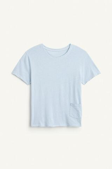 ZARA ФУТБОЛКА ИЗ СМЕСИ ХЛОПКА И ЛЬНА, ПАСТЕЛЬНО-ГОЛУБОЙ