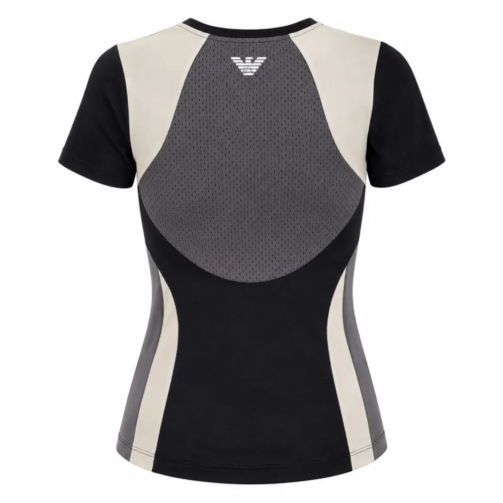 Женская теннисная футболка EA7 Woman Jersey - black/butter/asphalt