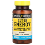 Mason Natural, Super Energy с гуараной, женьшенем и кольским орехом, 60 таблеток