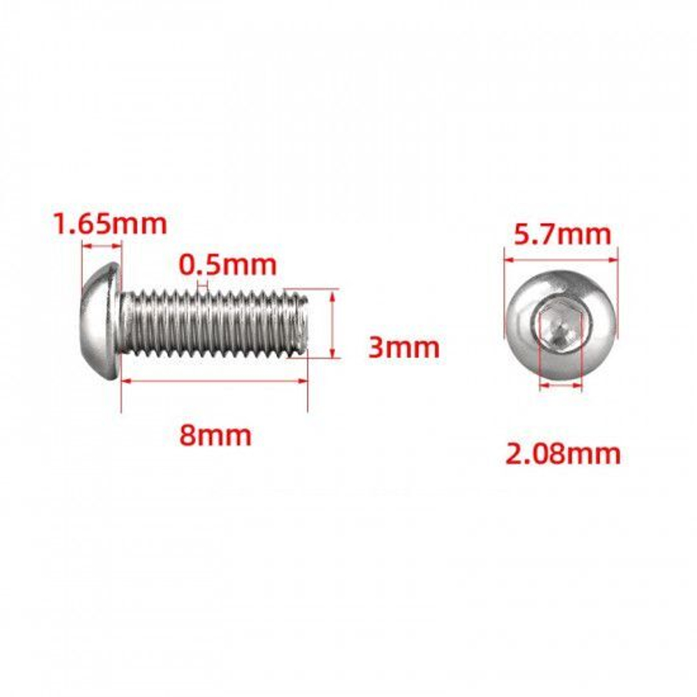 Винты M3x8 крышки деки Xiaomi M365 / Pro / 1S / Pro2  (комплект 10 штук)