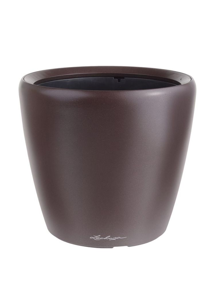 Кашпо Lechuza "Classico LS Complete espresso metallic" (пластик), D50xH47 см