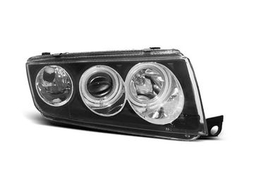 Передние фары angel eyes black для Skoda Fabia I