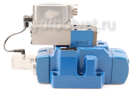 4WRLE25W6-350LJ-4X/MXY/24A1 - Пропорциональный сервораспределитель с обратной связью по положению золотника и со встроенным усилителем (OBE), Ду25, A1 = ±10 В, номинальный расход 350 л/мин, схема W, каналы управления XY = X и Y внешние