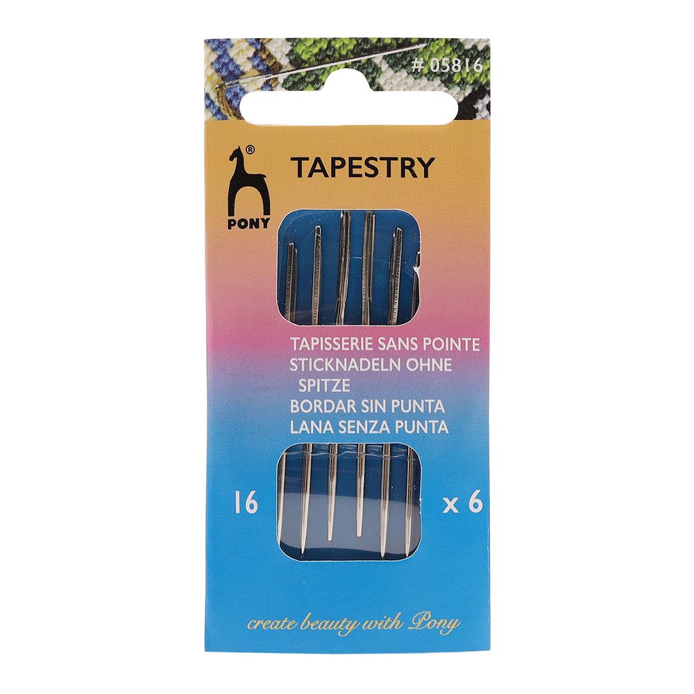 Иглы ручные гобеленовые с серебряным ушком Tapestry №16, 6 шт, PONY, 05816