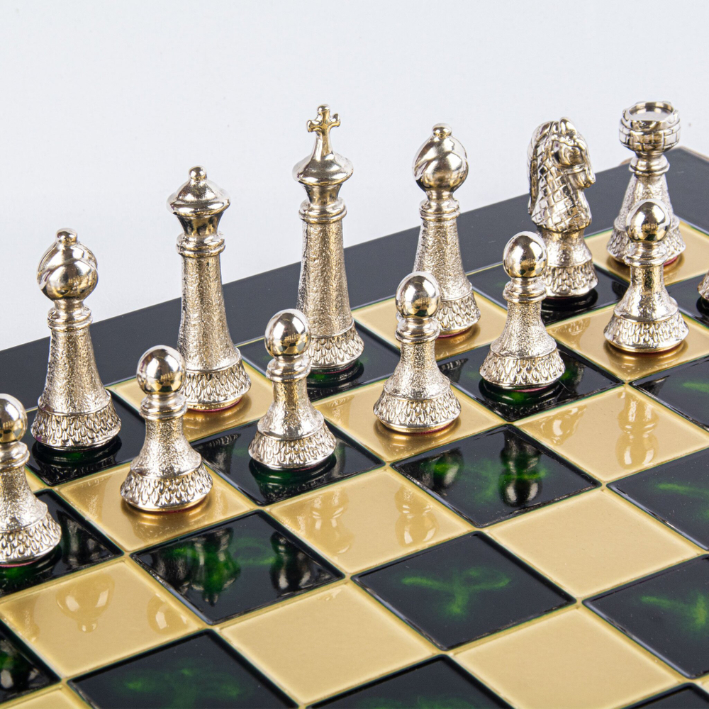 nan CLASSIC METAL CHESSШахматы классические Manopoulos Зеленый / Золотой / Серебряный