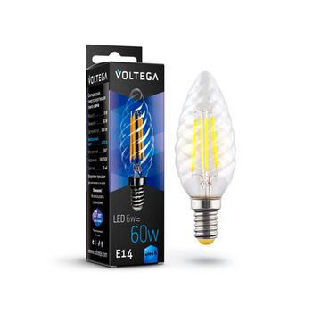 Светодиодная лампа Crystal Candle corn 6W 4000K E14 (7028) VG10-CC1E14cold6W-F прозрачная Voltega