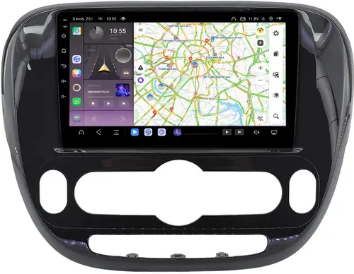 Магнитола для KIA Soul 2 2014-2019 (климат, рамка глянцевая) - Kuberg QLed, Android 13, Быстрейшая, CarPlay, SIM-слот