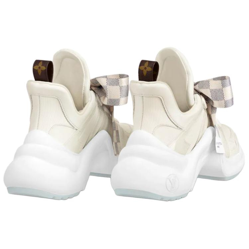 LOUIS VUITTON Archlight 1.0 Sneakers "Cream White With Plaid Ribbon" Women"s