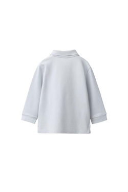 ZARA ОДНОТОННОЕ ПОЛО ИЗ ТКАНИ ПИКЕ, ГОЛУБОЙ