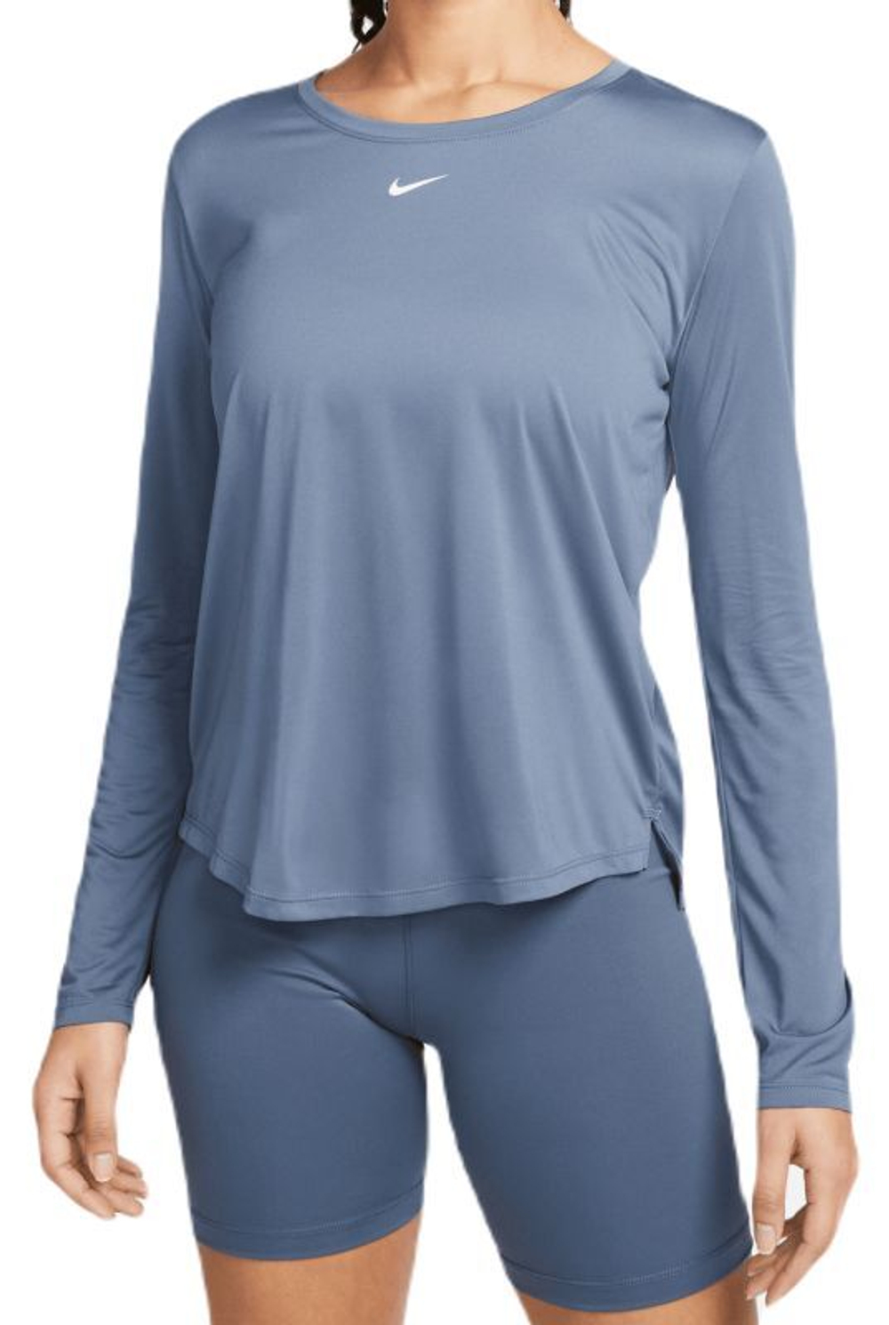 Женская футболка теннисная (dł. Рукава) Nike Dri-FIT One Standard Fit Top - diffused blue/white