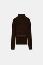 100% шерстяной свитер с воротником-стойкой и поясом - ZARA