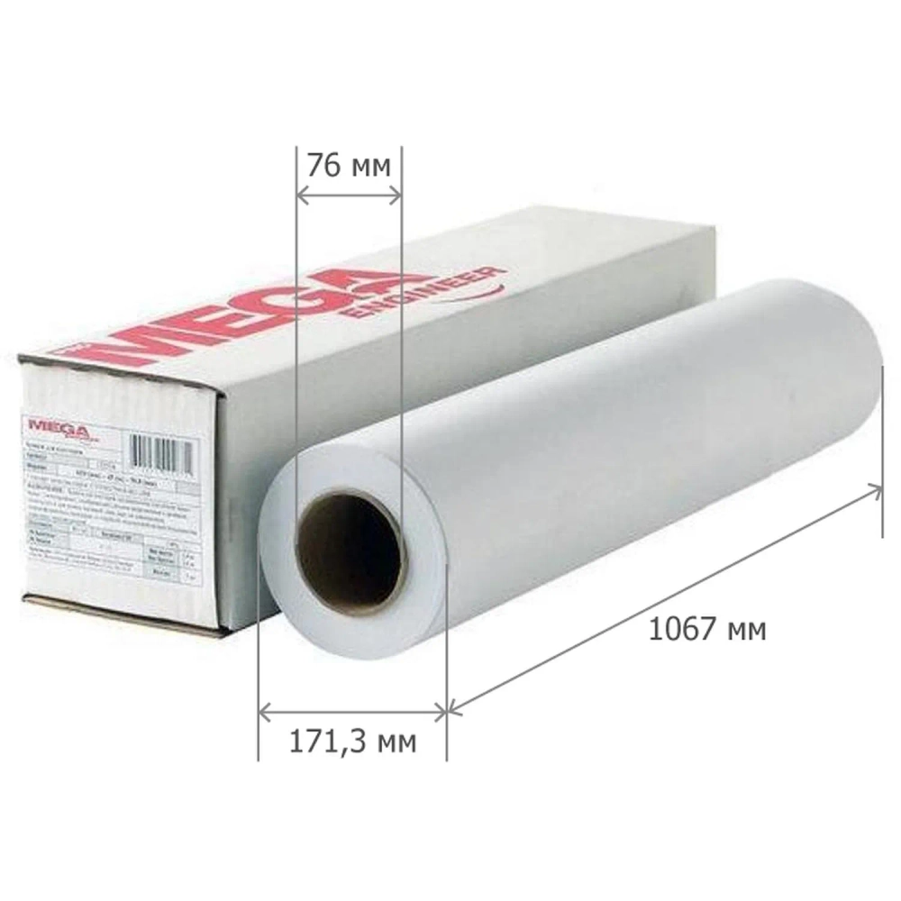 Бумага широкоформатная Комус (ProMega engineer) 80 г/кв.м, длина 175 м, ширина 1067 мм, диаметр втулки 76 мм
