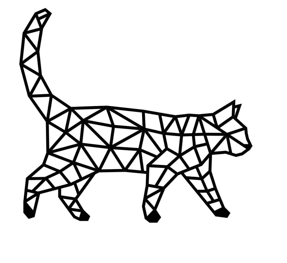 Деревянный декор настенный, панно, сборная модель EWA Design Кошка