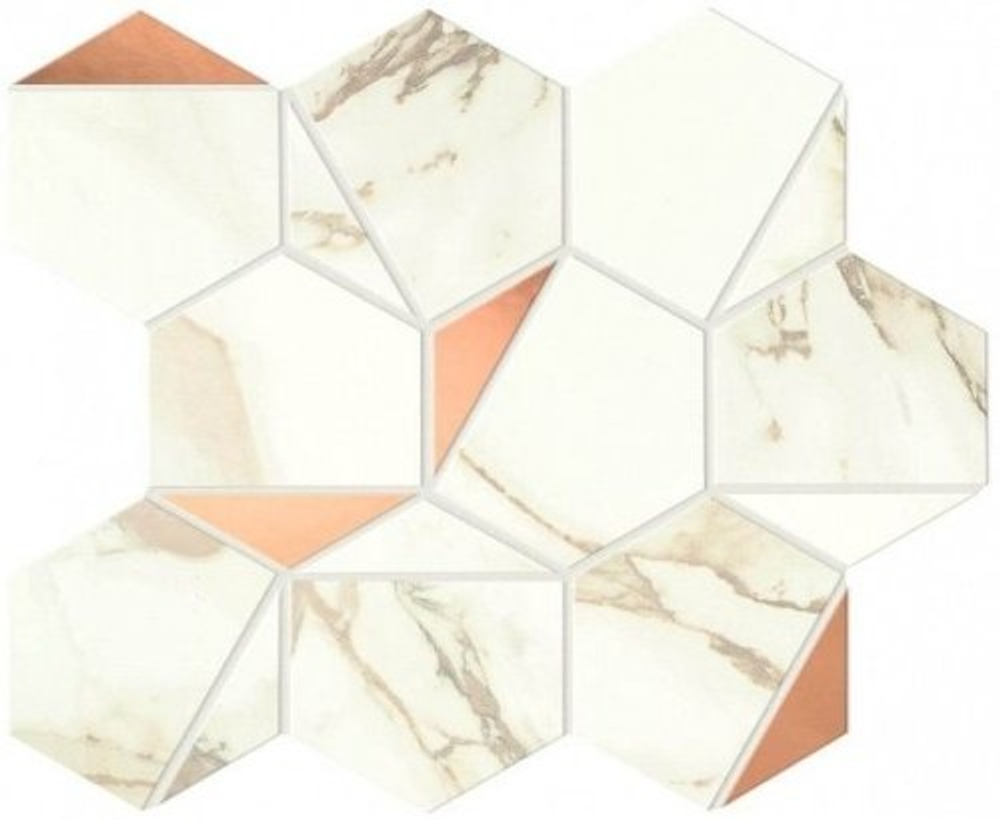 Мозаика ATLAS CONCORDE MARVEL SHINE Calacatta Imperiale Gold Hex Shiny 25,1x29 A4WW