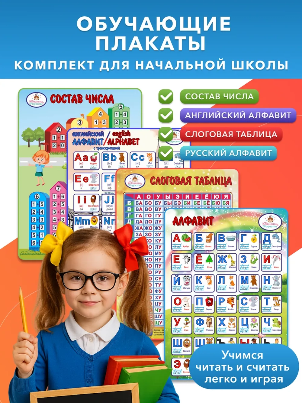 Обучающие плакаты для начальной школы, набор А4