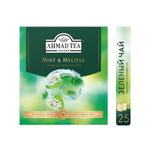 Чай "Ahmad Tea", Мята-Мелиса, зелёный, пакетики в конвертах, 100x1,8г