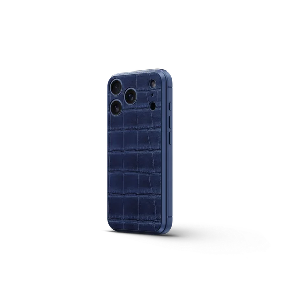 Чехол для iPhone 17 на магните - Натуральная кожа - Тёмно-синий