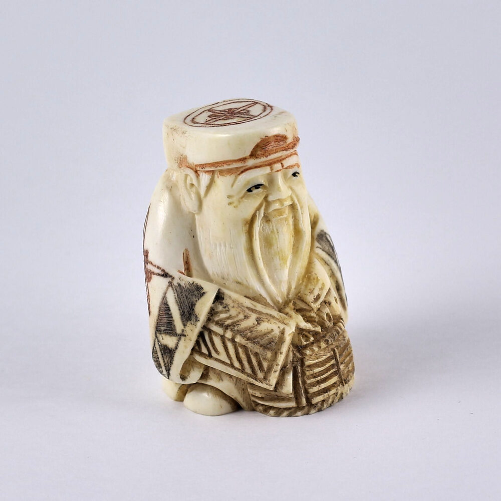 Нэцкэ Дзюродзин с корзиной карпов