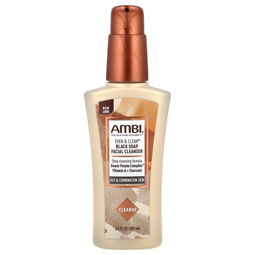 AMBI, Even & Clear®, очищающее средство для лица с чёрным мылом, без отдушек, 103 мл