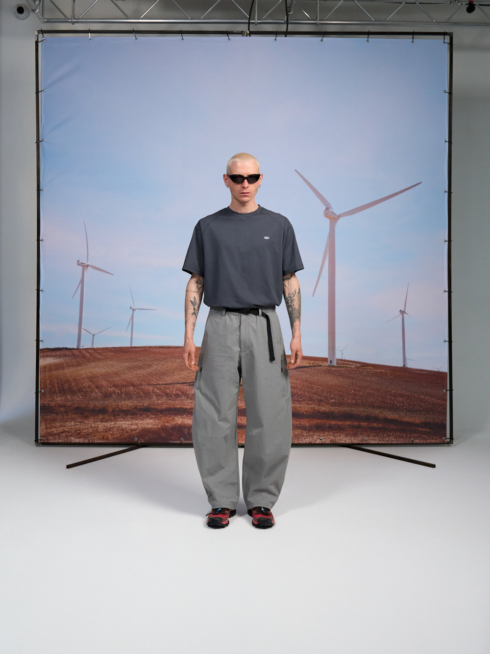 Брюки Nothomme Monterest Limited Edition Nylon Multi-Pocket Softshell Wide-Leg Pants "Grayish-Blue Tiles"