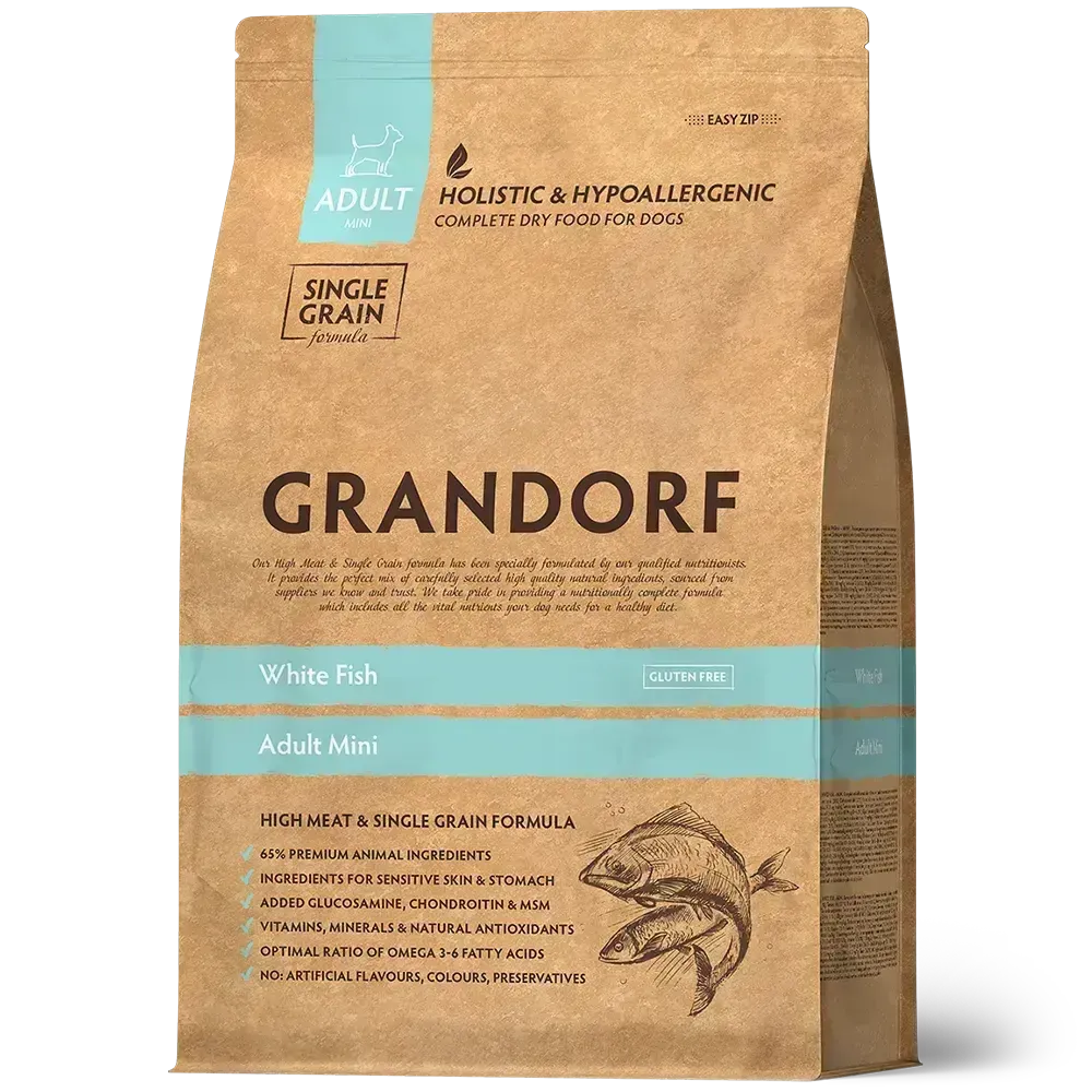 Grandorf 3кг Holistic&amp;Hypoallergenic White Fish Mini для собак малых пород, гипоаллергенный, белая рыба
