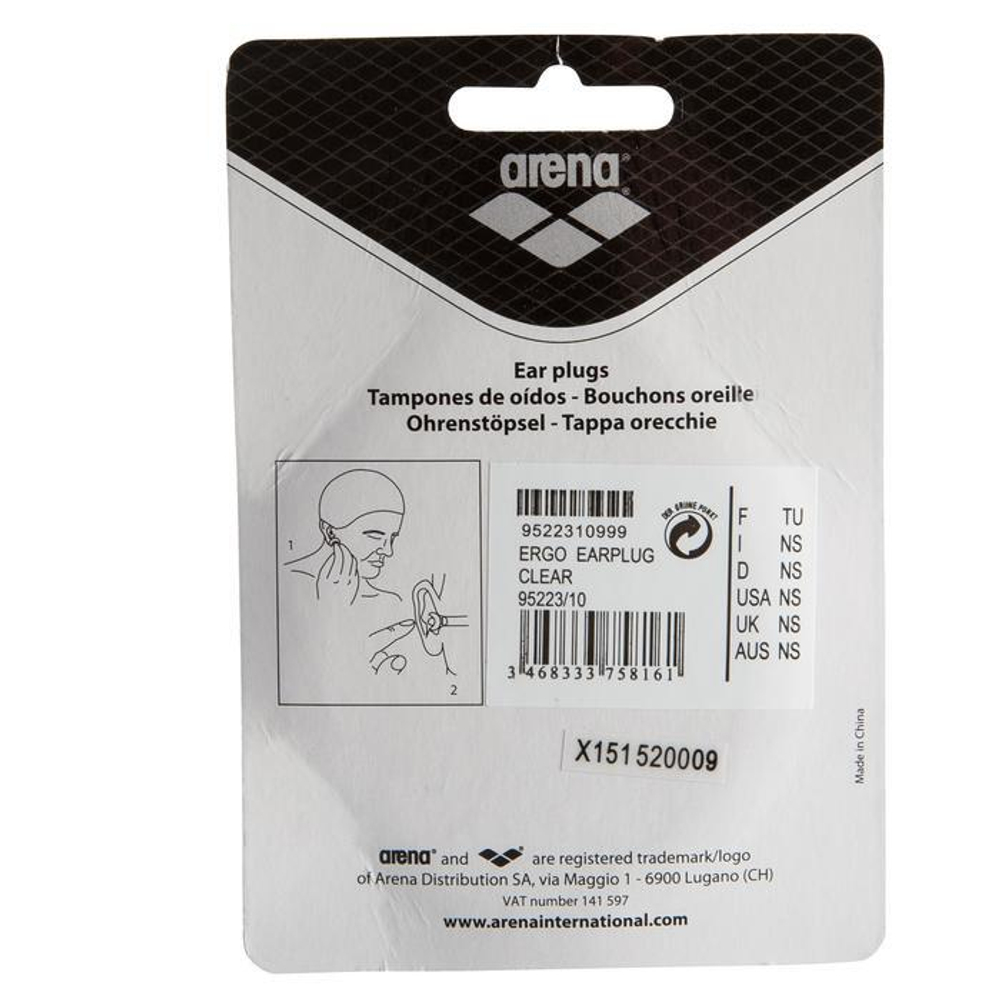 Беруши для плавания ARENA ERGO EARPLUG, артикул 95223, цвет  10-pack (сине-красный)