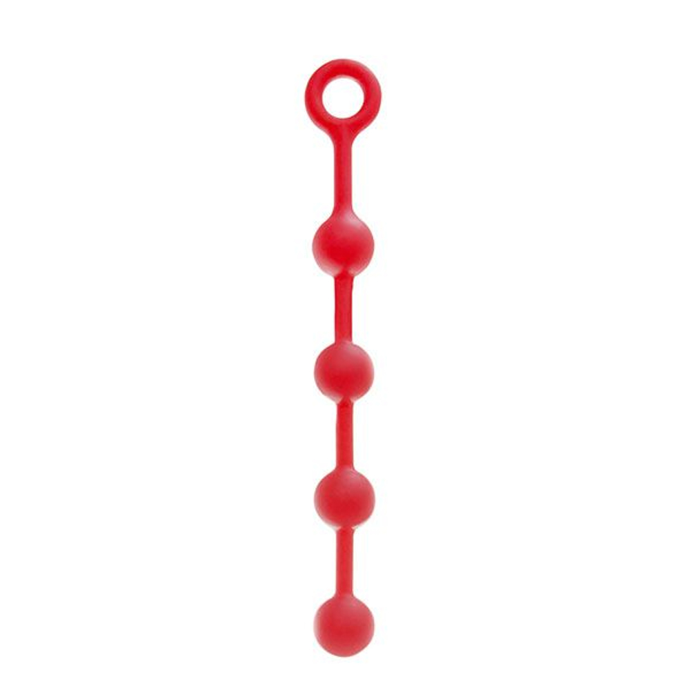 Красная силиконовая анальная цепочка MENZSTUFF BUTT BEADS - 33 см. (Цвет: красный)