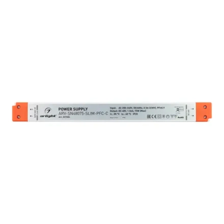 Блок питания ARV-SN48075-SLIM-PFC-C (48V, 1.56A, 75W) (Arlight, IP20 Пластик, 3 года)