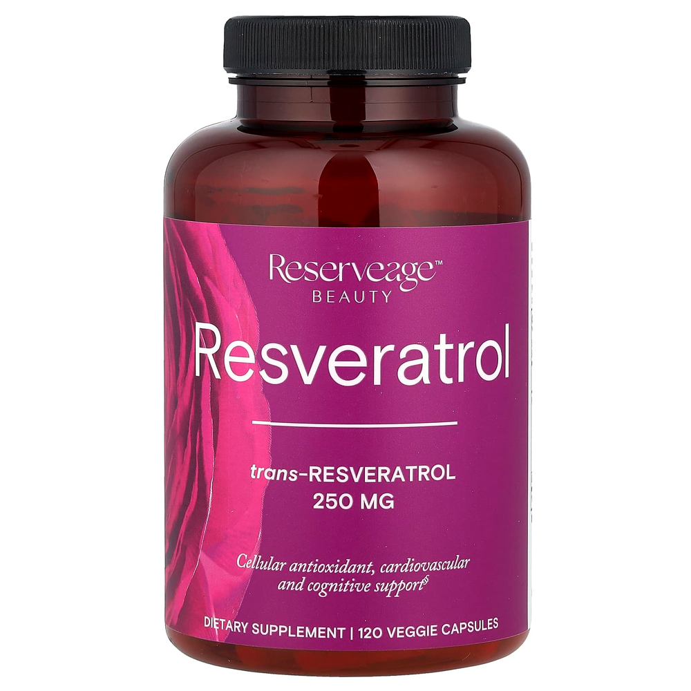 Reserveage Beauty, Ресвератрол, 120 растительных капсул