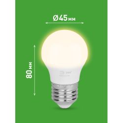 Лампа светодиодная ЭРА GREEN LINE LED P45-6W-830-E27 GL 6Вт шар теплый свет E27 | Лампы cветодиодные Шар (G/P)