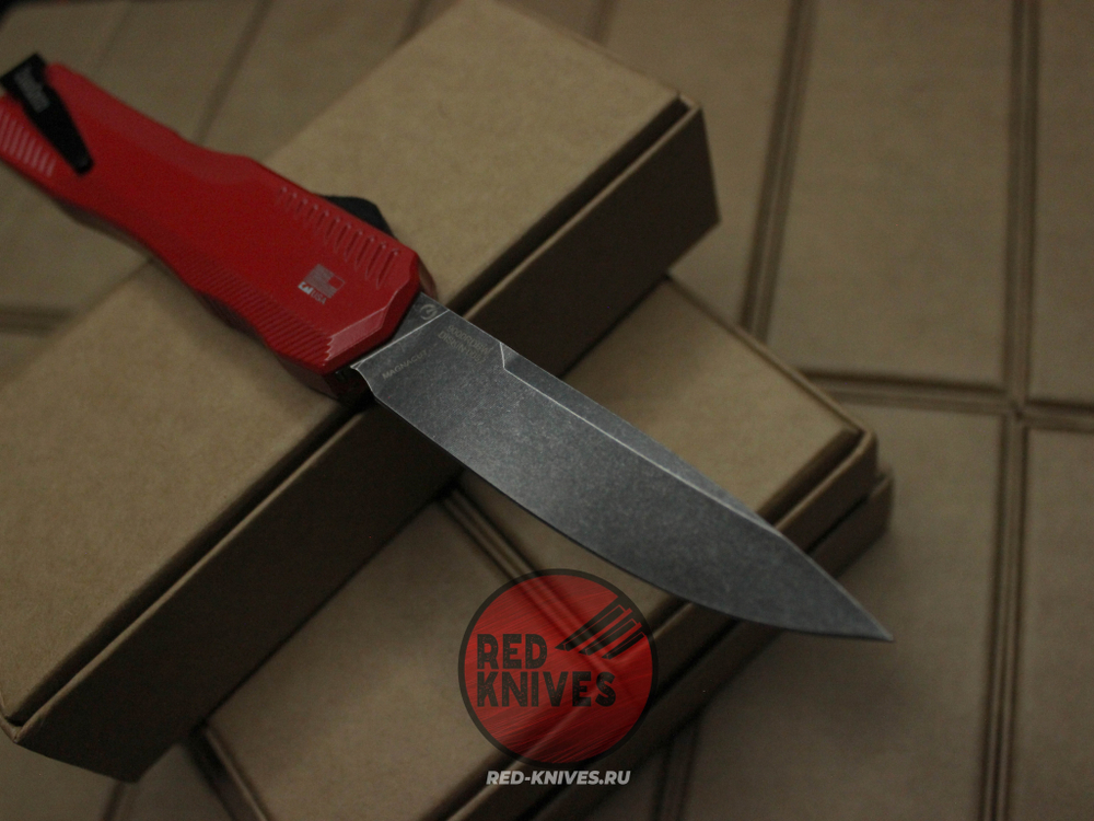 Нож Kershaw Livewire 9000 - рукоять красная, 50 лет, клинок блэквош