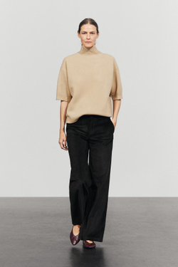 Massimo Dutti Вельветовые брюки-палаццо, черный