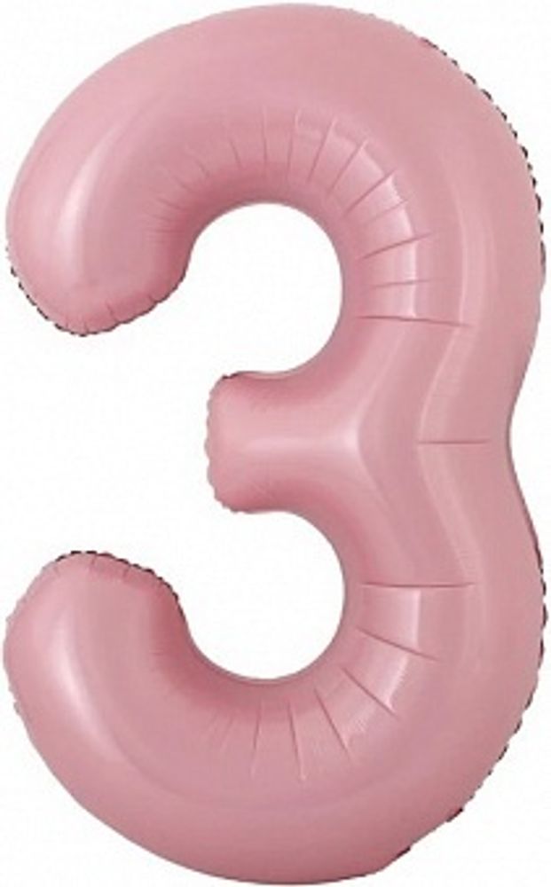 К Мини-цифра 3 Розовый 16''/41 см