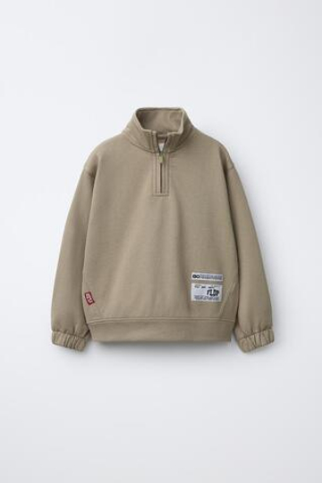 ZARA ТОЛСТОВКА С НАШИВКОЙ, ПЕСОЧНЫЙ
