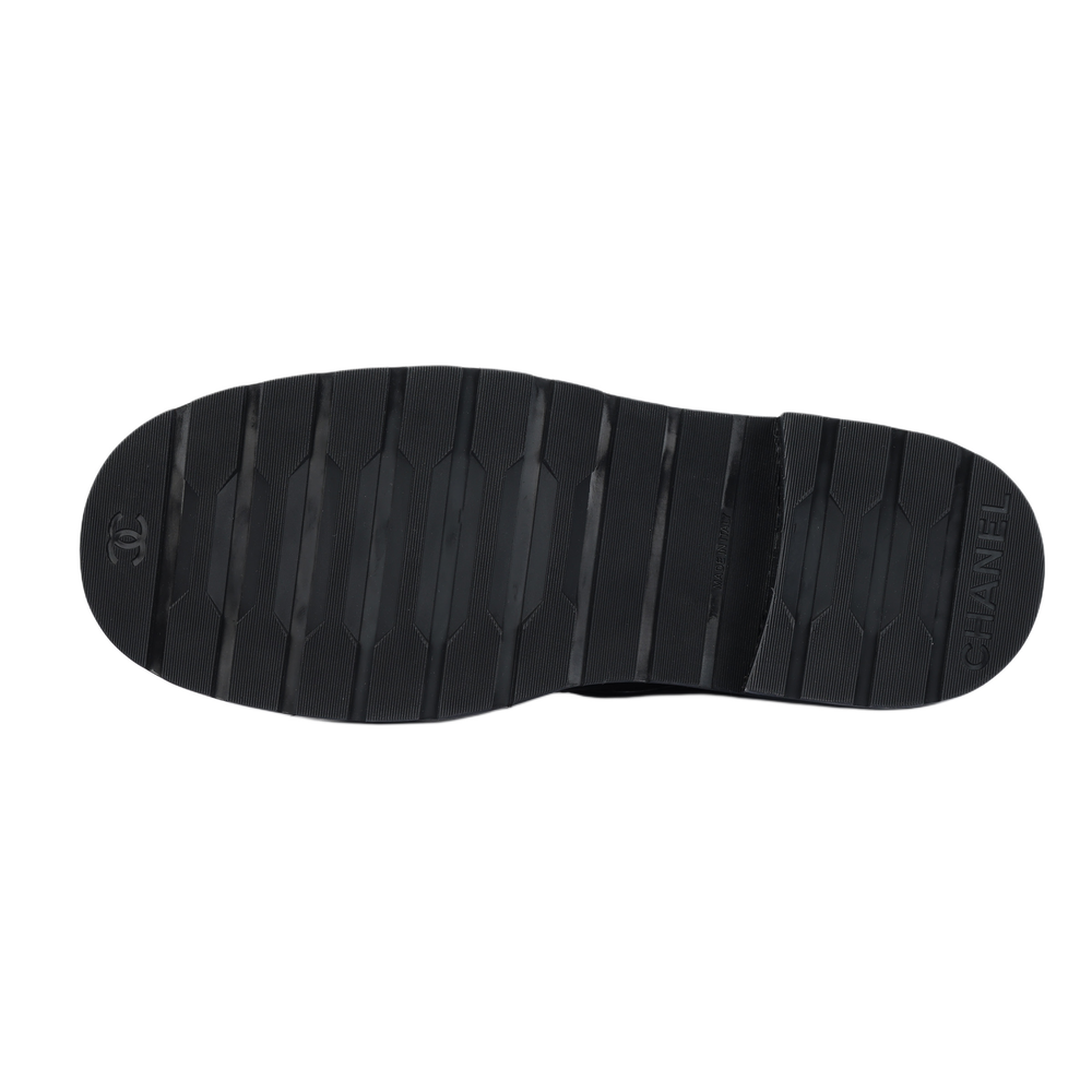 CHANEL Quilted Combat Boot Black Leather Women"s