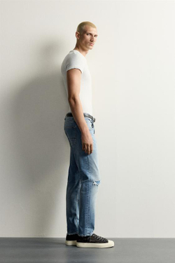 ZARA ДЖИНСЫ SKINNY FIT С РАЗРЕЗАМИ, СИНИЙ