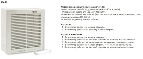 Оконный вентилятор Soler & Palau HV 150 M с шнуровым выключателем