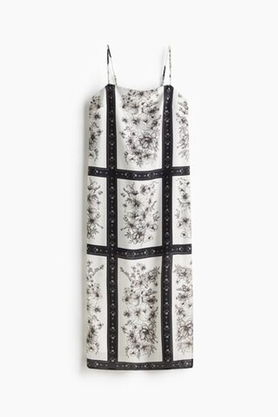 Платье на бретелях — Белый/чёрный с цветочным узором - H&M
