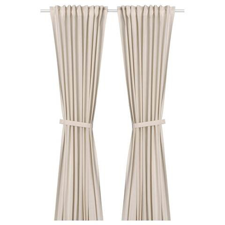 IKEA LENDA  (ИКЕА ЛЕНДА)  -  Штора с креплением, 2 шт, на ленте/кремовая, 140x300 см