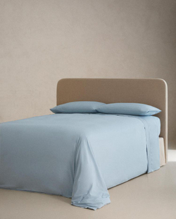 ZARA HOME (300 НИТЕЙ) ПОДОДЕЯЛЬНИК ИЗ ХЛОПКА ПЕРКАЛЬ, СИНИЙ