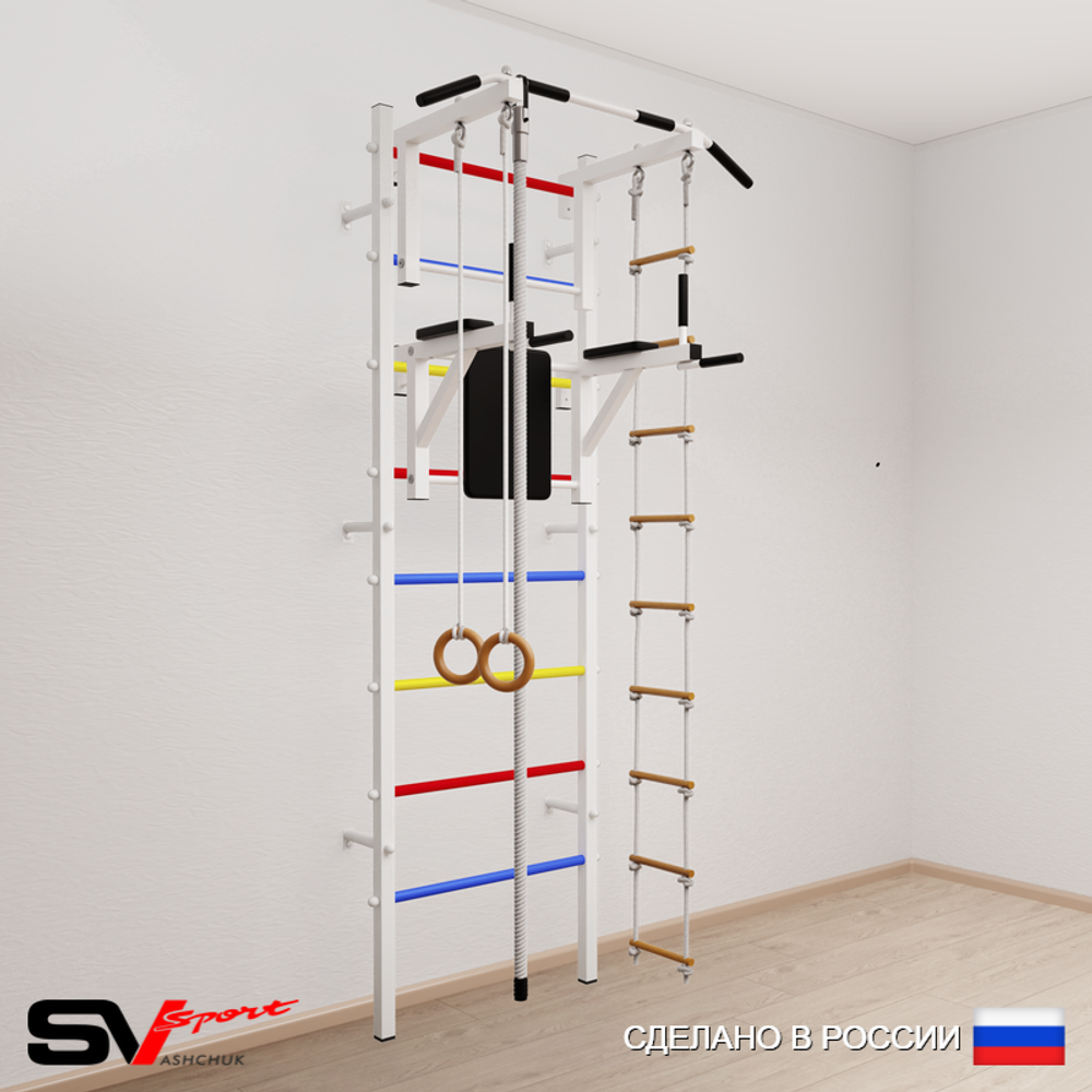 Шведская стенка Sv Sport 504 (Турник стандарт/Брусья/Канат/Кольца/Лестница)