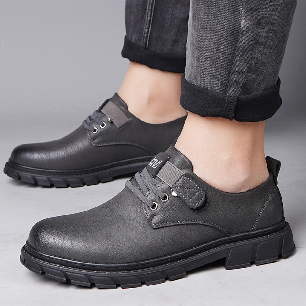 EGCHI Cow Split Leather Casual Shoes Men"s Black